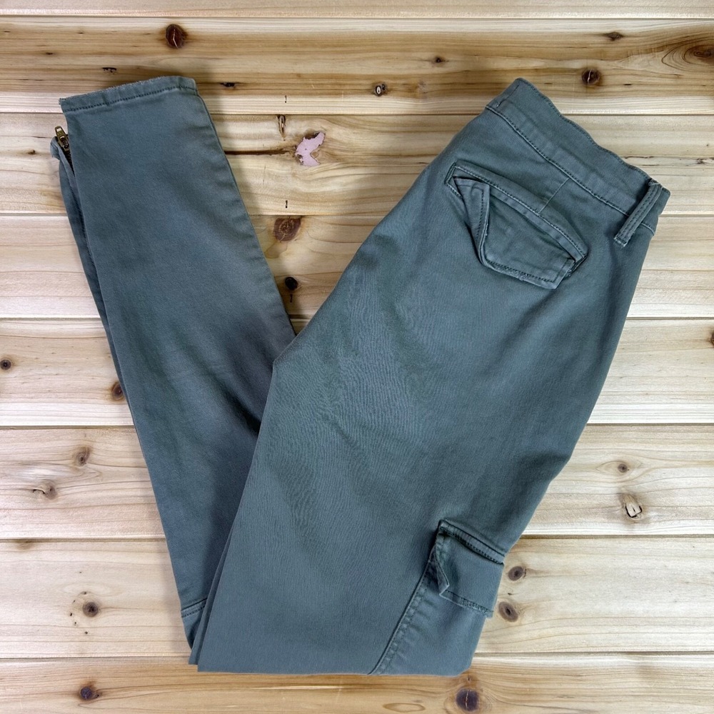 Frame Denim Jeans Womens 26 Distressed Army Green Cargo Low Rise Skinny Jeans - Picture 2 of 11